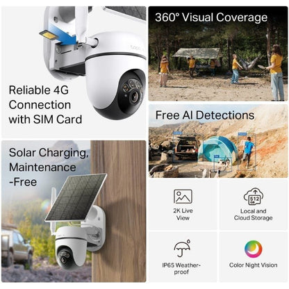 Cámara de Videovigilancia TP-Link Tapo C615G Kit/ Visión Nocturna/ Control desde APP/ Incluye Panel Solar