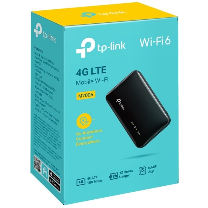 Router Inalámbrico 4G TP-Link M7005/ WiFi 6/ 287Mbps/ 2.4GHz/ 1 Antena/ WiFi 802.11b/g/n/ax