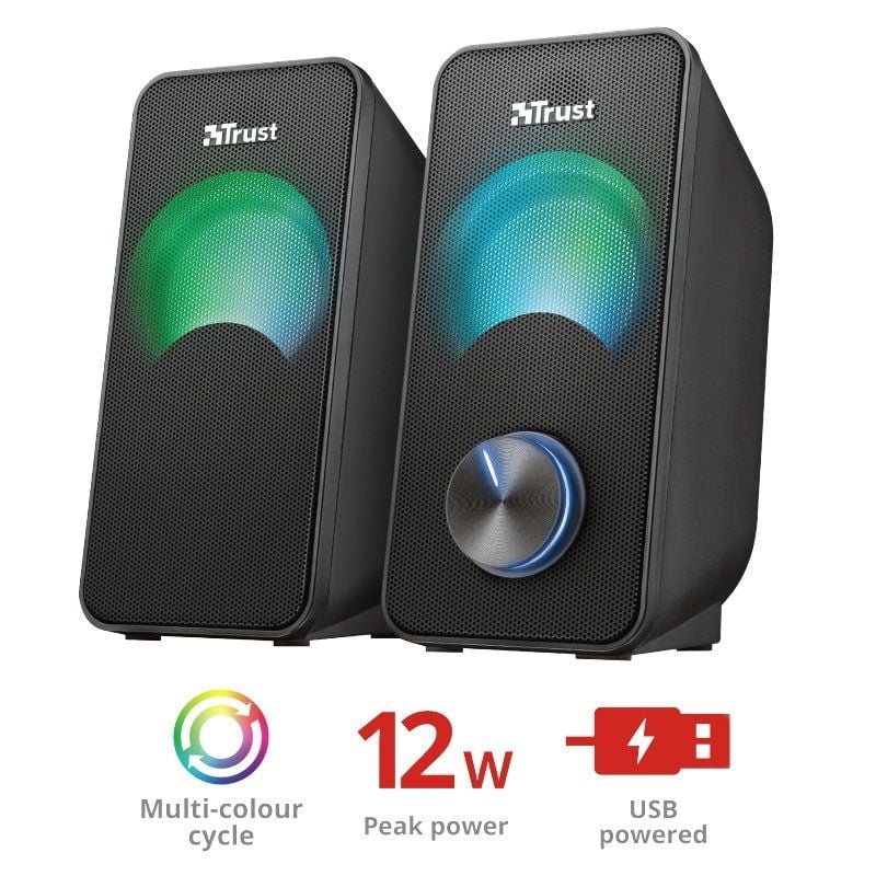 Colunas Trust Arys RGB/ 12W/ 2.0