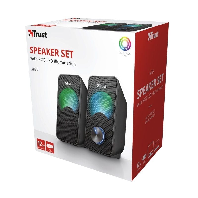 Colunas Trust Arys RGB/ 12W/ 2.0