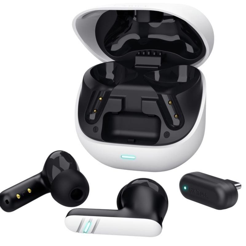 Auscultadores Bluetooth Trust GXT 409 Oxxie 25478 com estojo de carregamento/ Autonomia 7h/ Preto e Branco