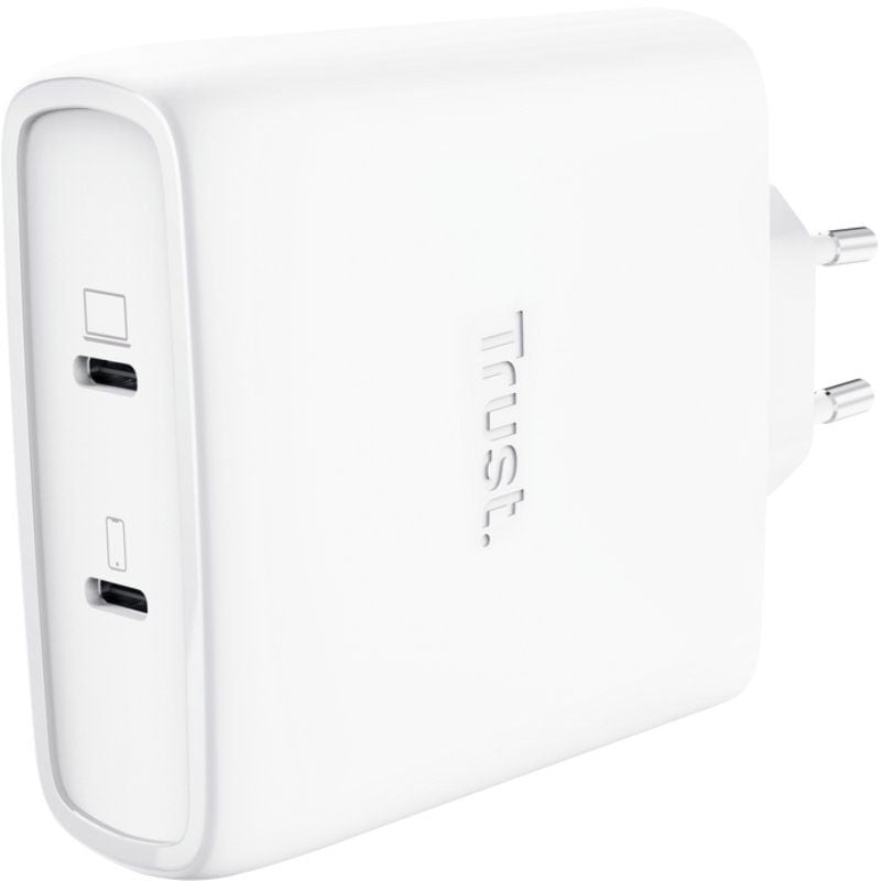 Cargador de Pared GaN Trust Maxo 100W/ 2xUSB Tipo-C/ Incluye Cable USB Tipo-C/ 100W