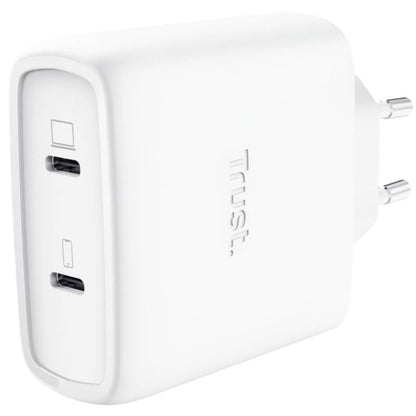 Carregador de Parede GaN Trust Maxo 65W 25526/ 2xUSB Tipo-C/ Inclui Cabo USB Tipo-C/ 65W