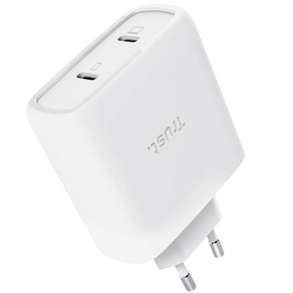 Carregador de Parede GaN Trust Maxo 65W 25526/ 2xUSB Tipo-C/ Inclui Cabo USB Tipo-C/ 65W