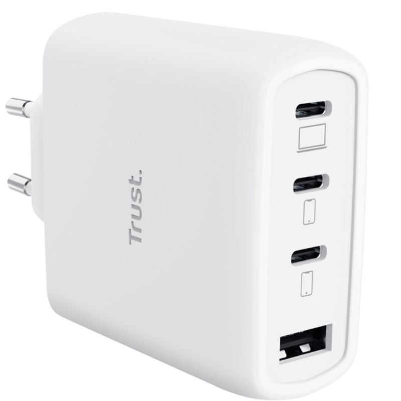 Cargador de Pared GaN Trust Maxo 65W 26068/ 3xUSB Tipo-C/ 1xUSB/ Incluye Cable USB Tipo-C/ 65W