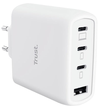 Cargador de Pared GaN Trust Maxo 65W 26068/ 3xUSB Tipo-C/ 1xUSB/ Incluye Cable USB Tipo-C/ 65W