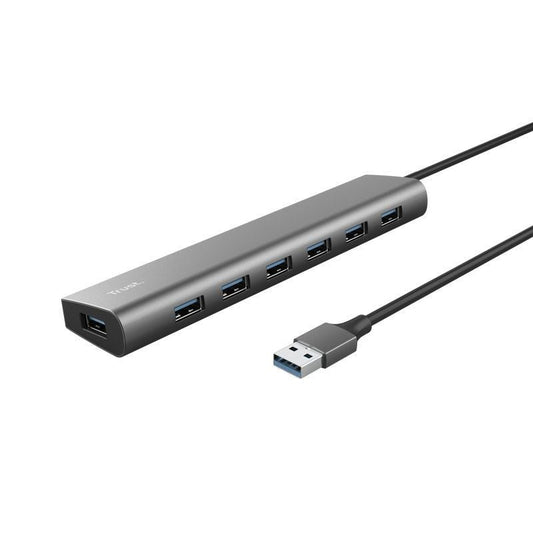 Hub USB 3.2 Gen1 Trust Halyx/ 7xUSB/ 1xUSB-C/ Cinzento