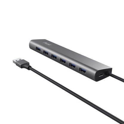 Hub USB 3.2 Gen1 Trust Halyx/ 7xUSB/ 1xUSB-C/ Gris