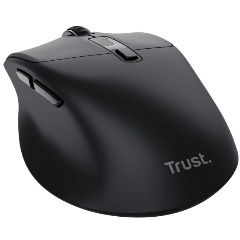 Rato Ergonómico Sem Fios Trust Zevo 25991/ Bateria recarregável/ Até 4000 DPI/ Preto
