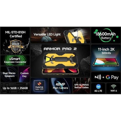 Tablet Rugerizada Ulefone Armor Pad 2 11"/ 8GB/ 256GB/ Octacore/ 4G/ Negro y Amarillo