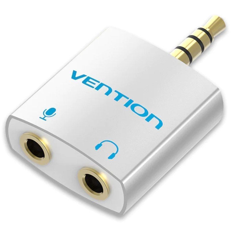 Adaptador de Áudio Vention BDBW0 / Jack 3.5 Macho - 2x Jack 3.5 Fêmea / Branco