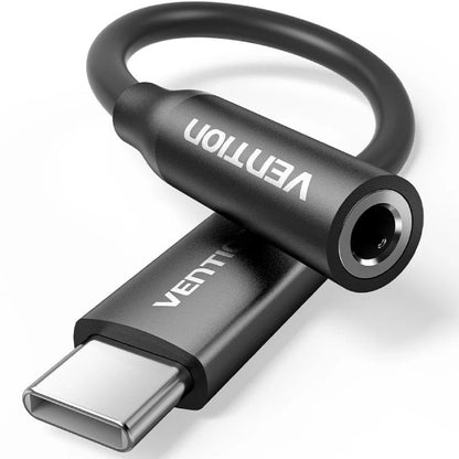 Adaptador de Áudio Vention BIIBA/ Jack 3.5 Fêmea - USB Tipo-C Macho/ 10cm/ Preto