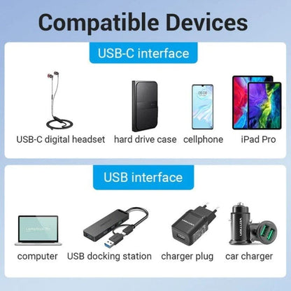 Adaptador USB 3.0 Vention CDPH0/ USB Macho - USB Tipo-C Fêmea