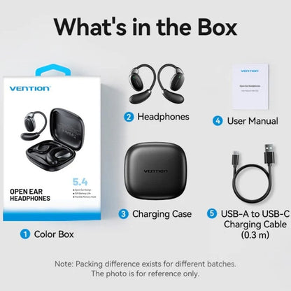 Auscultadores Bluetooth Vention Open Ear 013 com estojo de carregamento/ Autonomia 8h/ Pretos
