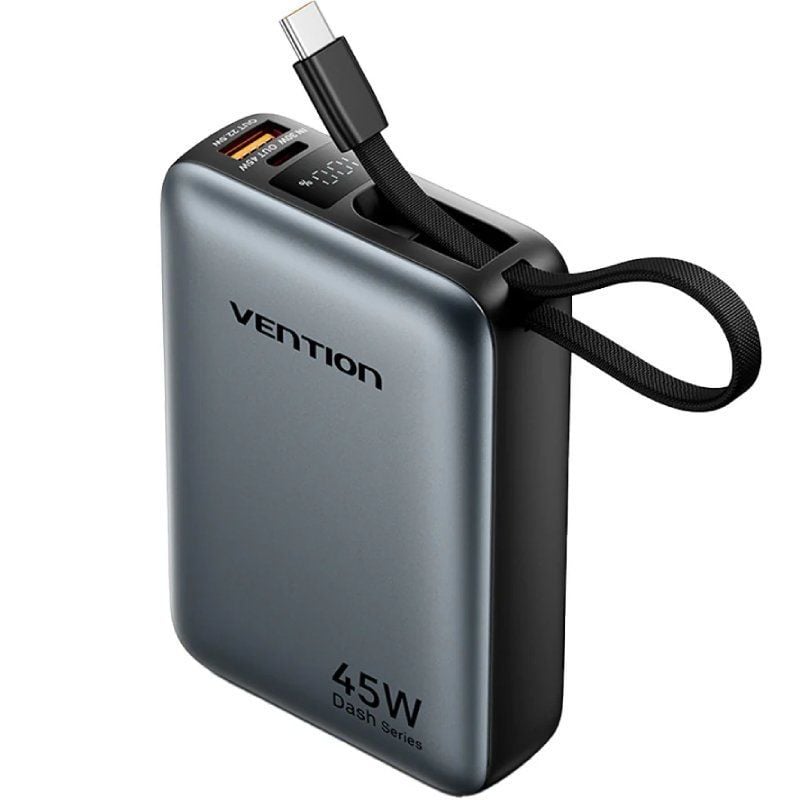 Powerbank 20000mAh Vention FHGH0/ 45W/ Cinzento/ Inclui Cabo USB Tipo-C
