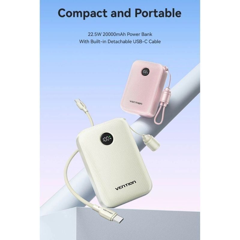 Powerbank 20000mAh Vention FKBL0-C/ 22.5W/ Azul/ Incluye Cable USB Tipo-C
