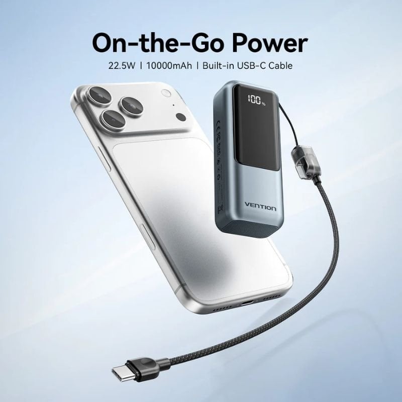 Powerbank 10000mAh Vention FKOH0/ 22.5W/ Cinzento