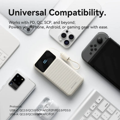 Powerbank 10000mAh Vention XGYW0-39-TY/ 22.5W/ Blanca/ Incluye Cable USB Tipo-C