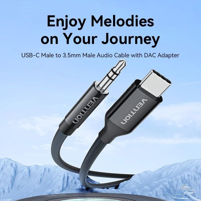 Cable Conversor Audio Vention BIFBF/ USB Tipo-C Macho - Jack 3.5 Macho/ 1m/ Gris