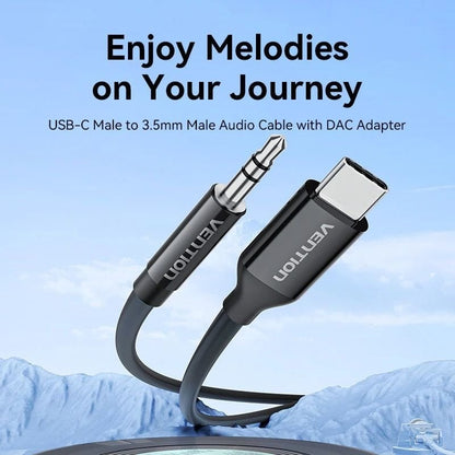 Cable Conversor Audio Vention BIFBF/ USB Tipo-C Macho - Jack 3.5 Macho/ 1m/ Gris