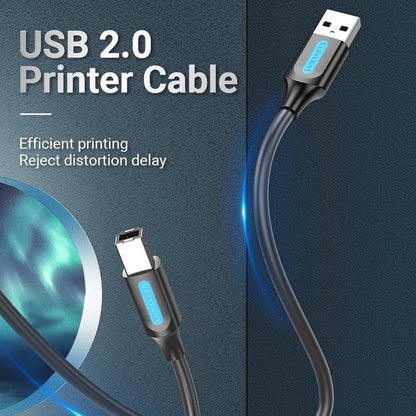 Cabo USB 2.0 Impressora Vention COQBI/ USB Tipo-B Macho - USB Macho/ 480Mbps/ 3m/ Preto