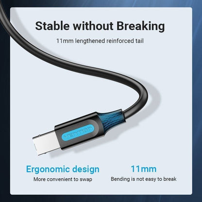 Cabo USB 2.0 Impressora Vention COQBI/ USB Tipo-B Macho - USB Macho/ 480Mbps/ 3m/ Preto
