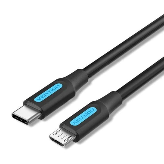 Cabo USB 2.0 Tipo-C Vention COVBG/ USB Tipo-C Macho - MicroUSB Macho/ 480Mbps/ 1.5m/ Preto