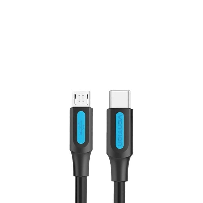 Cable USB 2.0 Tipo-C Vention COVBG/ USB Tipo-C Macho - MicroUSB Macho/ 480Mbps/ 1.5m/ Negro
