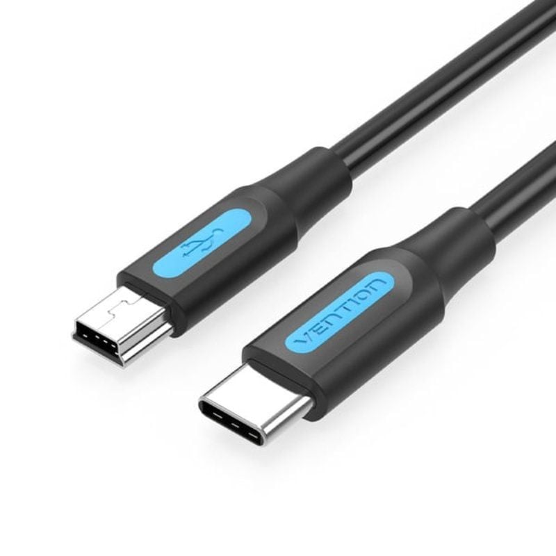 Cabo USB 2.0 Tipo-C Vention COWBD/ USB Tipo-C Macho - MiniUSB Macho/ 480Mbps/ 50cm/ Preto