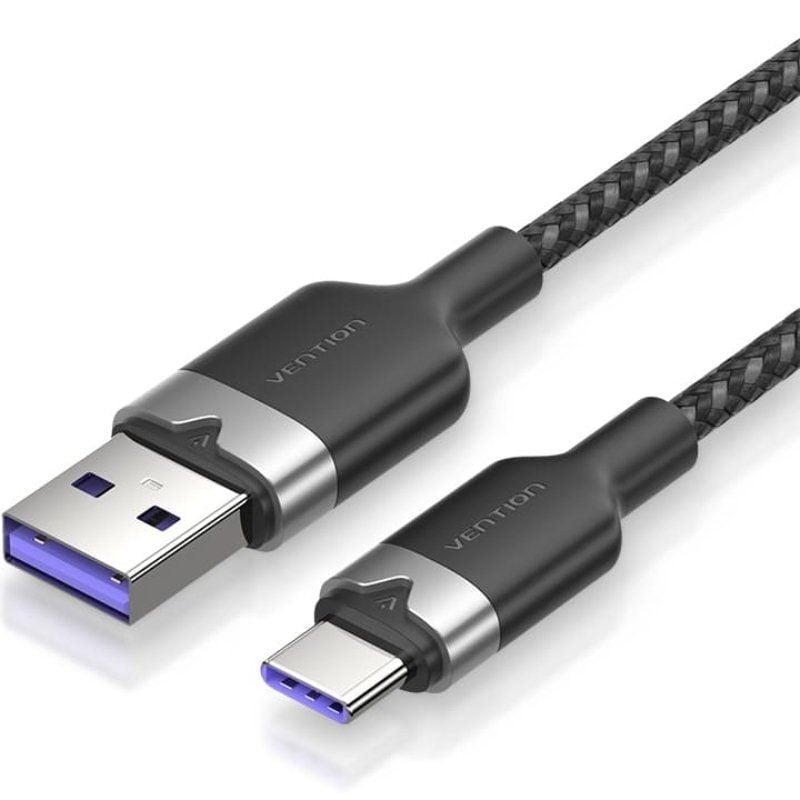 Cabo USB 2.0 Tipo-C Vention CTOBF/ USB Tipo-C Macho - USB Macho/ Até 100W/ 480Mbps/ 1m/ Preto