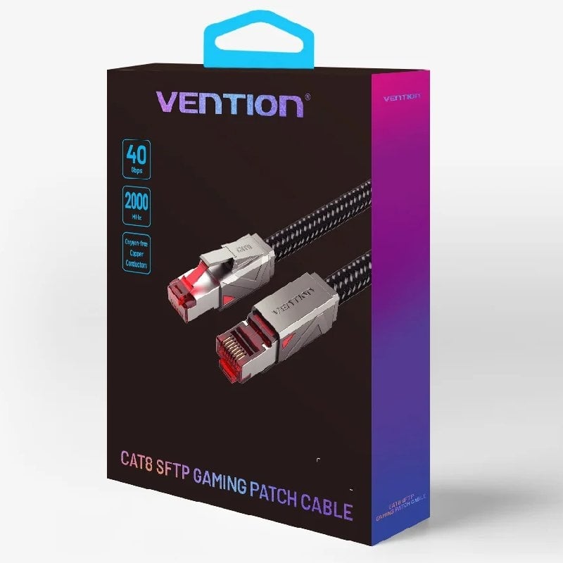 Cable de Red RJ45 SFTP Vention IKMHG Cat.8/ Gaming/ 50cm/ Gris