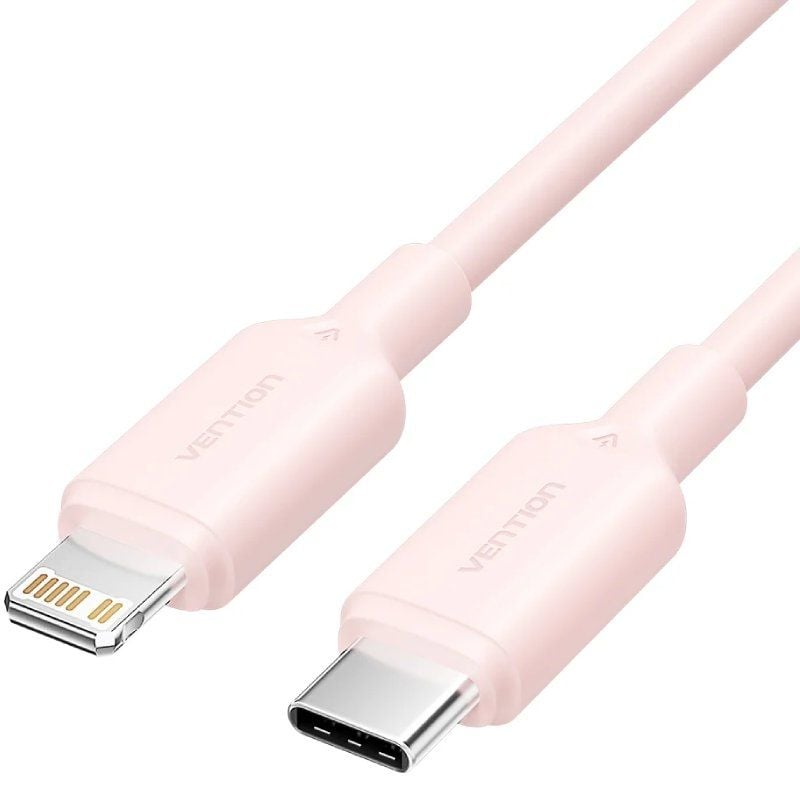 Cabo USB 2.0 Tipo-C Lightning Vention LAKPH/ USB Tipo-C Macho - Lightning Macho/ Até 27W/ 480Mbps/ 2m/ Rosa
