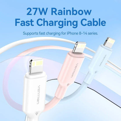 Cabo USB 2.0 Tipo-C Lightning Vention LAKPH/ USB Tipo-C Macho - Lightning Macho/ Até 27W/ 480Mbps/ 2m/ Rosa