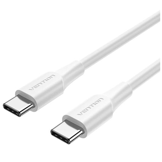 Cabo USB 2.0 Tipo-C 3A Vention TAXWD/ USB Tipo-C Macho - USB Tipo-C Macho/ Até 60W/ 480Mbps/ 50cm/ Branco