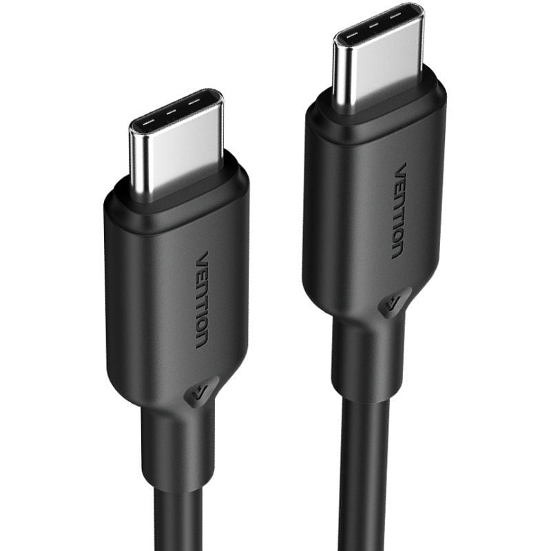 Cabo USB 2.0 Tipo-C 3A Vention TRCBH/ USB Tipo-C Macho - USB Tipo-C Macho/ Até 60W/ 480Mbps/ 2m/ Preto