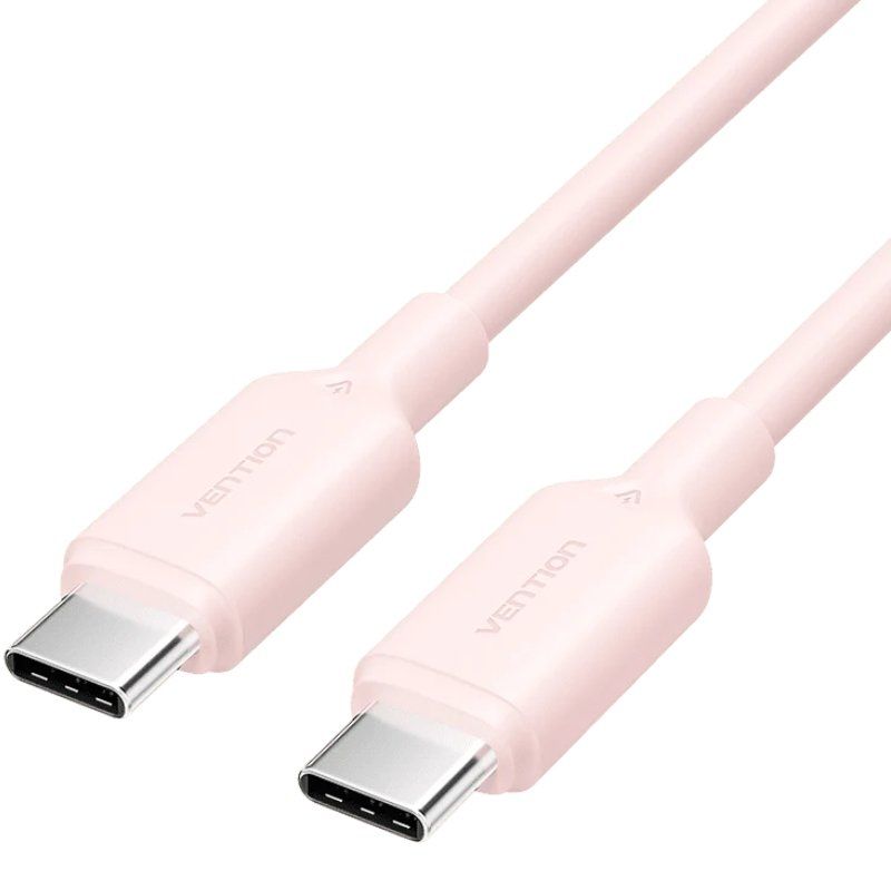 Cabo USB 2.0 Tipo-C 3A Vention TRCPH/ USB Tipo-C Macho - USB Tipo-C Macho/ Até 60W/ 480Mbps/ 2m/ Rosa