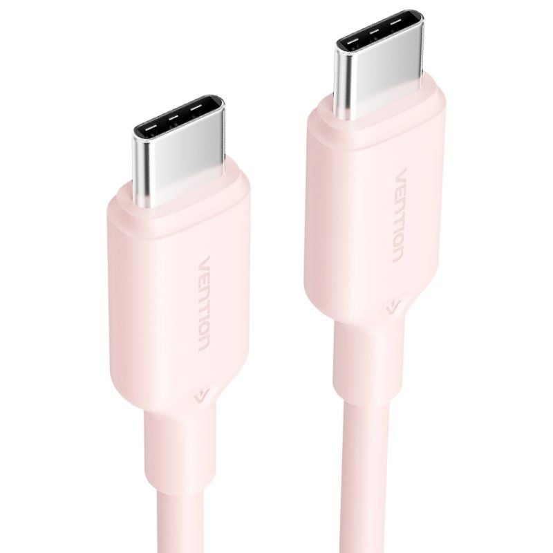 Cabo USB 2.0 Tipo-C 3A Vention TRCPH/ USB Tipo-C Macho - USB Tipo-C Macho/ Até 60W/ 480Mbps/ 2m/ Rosa