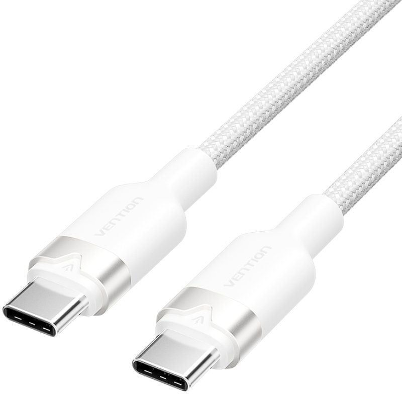 Cabo USB 2.0 Tipo-C 3A Vention TRDWH/ USB Tipo-C Macho - USB Tipo-C Macho/ Até 60W/ 480Mbps/ 2m/ Branco