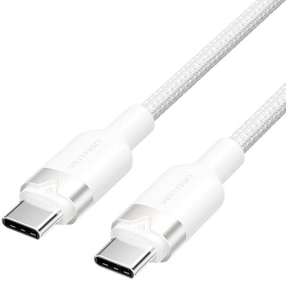 Cabo USB 2.0 Tipo-C 3A Vention TRDWH/ USB Tipo-C Macho - USB Tipo-C Macho/ Até 60W/ 480Mbps/ 2m/ Branco
