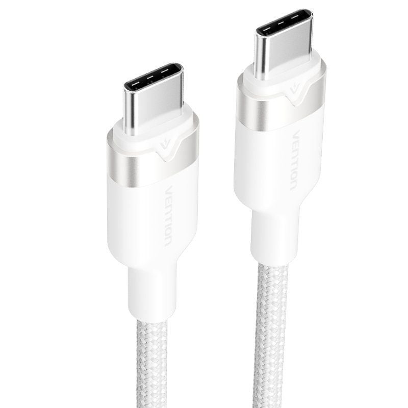 Cabo USB 2.0 Tipo-C 3A Vention TRDWH/ USB Tipo-C Macho - USB Tipo-C Macho/ Até 60W/ 480Mbps/ 2m/ Branco