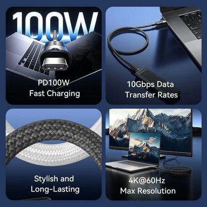 Cabo USB 3.2 Tipo-C 5A Vention TRGWF/ USB Tipo-C Macho - USB Tipo-C Macho/ Até 100W/ 10Gbps/ 1m/ Branco