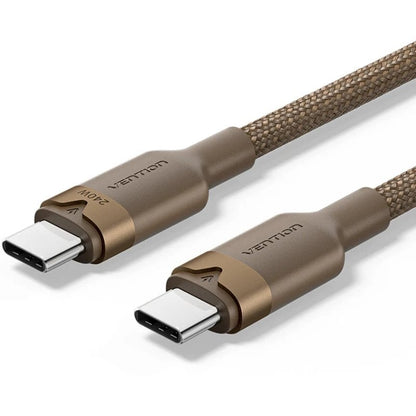 Cabo USB 2.0 Tipo-C 5A Vention TRIJF/ USB Tipo-C Macho - USB Tipo-C Macho/ Até 240W/ 480Mbps/ 1m/ Dourado