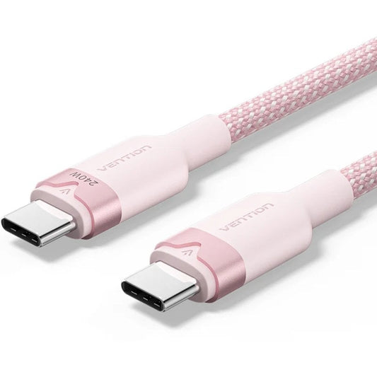 Cabo USB 2.0 Tipo-C 5A Vention TRIPH/ USB Tipo-C Macho - USB Tipo-C Macho/ Até 240W/ 480Mbps/ 2m/ Rosa
