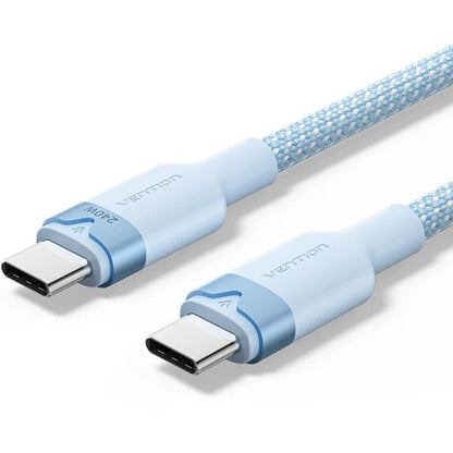 Cabo USB 2.0 Tipo-C 5A Vention TRISF/ USB Tipo-C Macho - USB Tipo-C Macho/ Até 240W/ 480Mbps/ 1m/ Azul