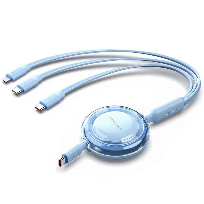 Cabo USB Tipo C 2.0 5A Vention TRJSBE/ USB Tipo C Macho - 3x USB Tipo C Macho/ Até 100W/ 480Mbps/ 1.1m/ Azul