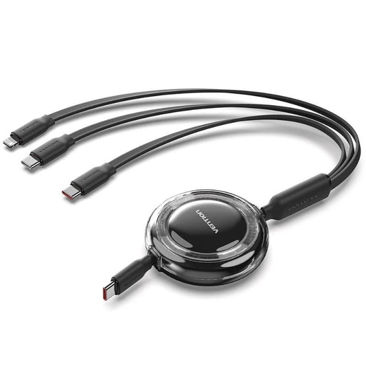 Cabo USB Tipo-C 2.0 5A Vention TRKBBE/ USB Tipo-C Macho - 3x USB Tipo-C Macho/ Até 100W/ 480Mbps/ 1.1m/ Preto
