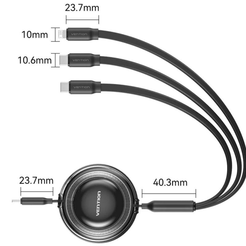 Cabo USB Tipo-C 2.0 5A Vention TRKVBE/ USB Tipo-C Macho - 3x USB Tipo-C Macho/ Até 100W/ 480Mbps/ 1.1m/ Roxo
