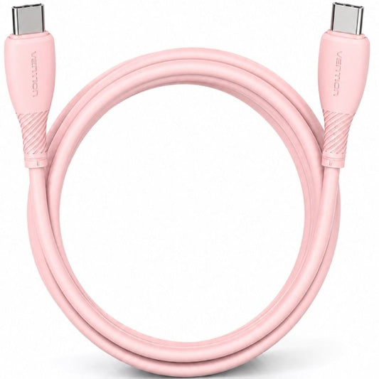 Cabo USB 2.0 Tipo-C Vention TRVPF/ USB Tipo-C Macho - USB Tipo-C Macho/ Até 60W/ 480Mbps/ 1m/ Rosa