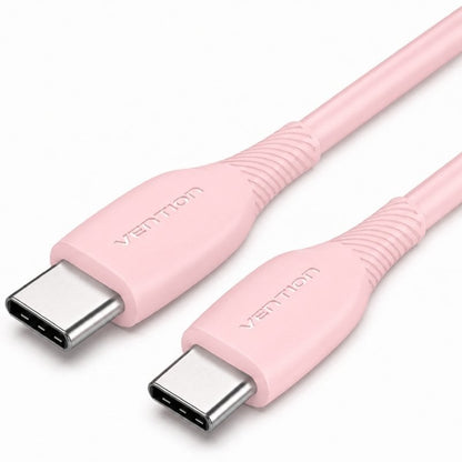 Cable USB 2.0 Tipo-C Vention TRVPH/ USB Tipo-C Macho - USB Tipo-C Macho/ Hasta 60W/ 480Mbps/ 2m/ Rosa