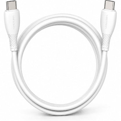Cable USB 2.0 Tipo-C Vention TRVWH/ USB Tipo-C Macho - USB Tipo-C Macho/ Hasta 60W/ 480Mbps/ 2m/ Blanco